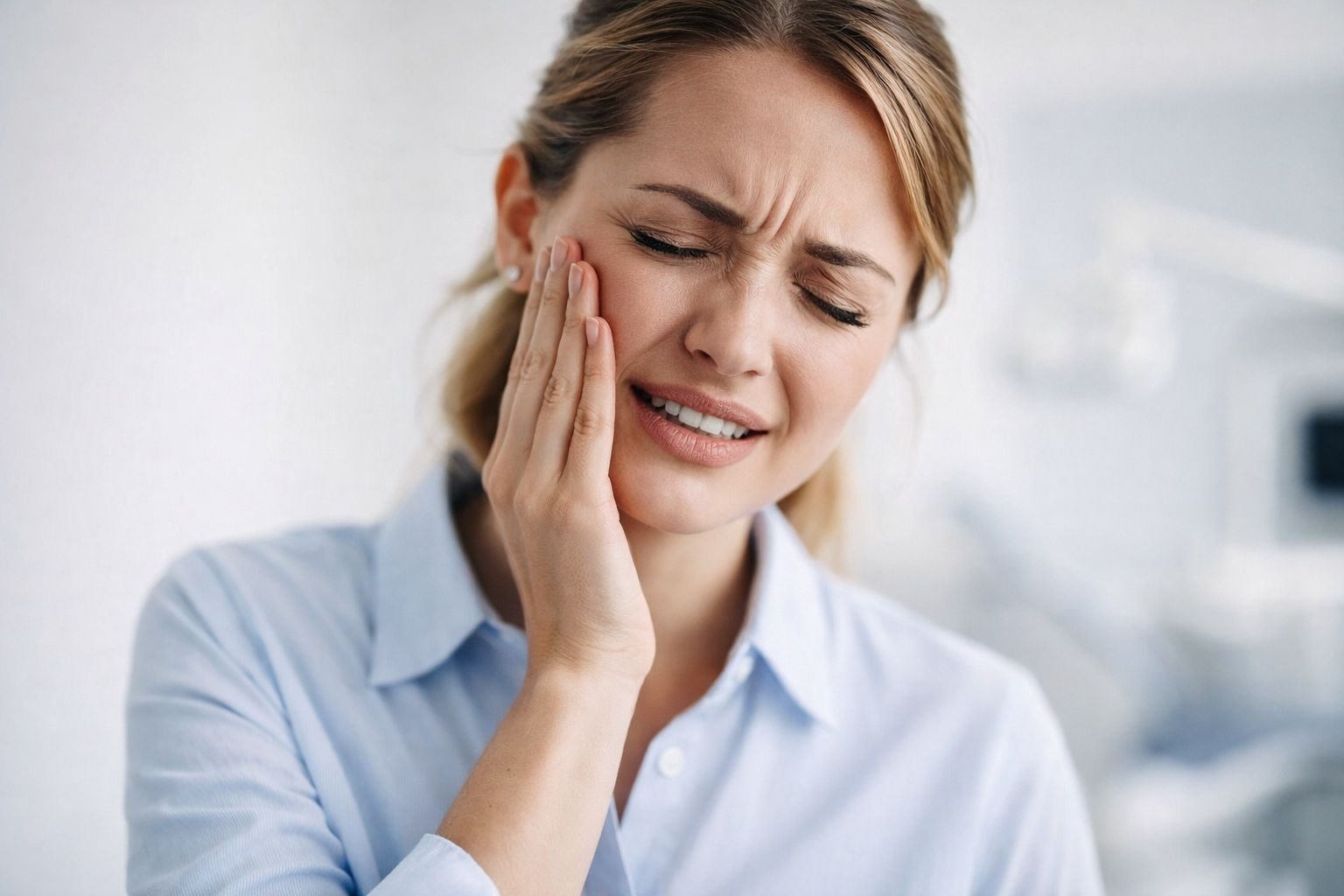 Dor de dente indicando urgência odontológica