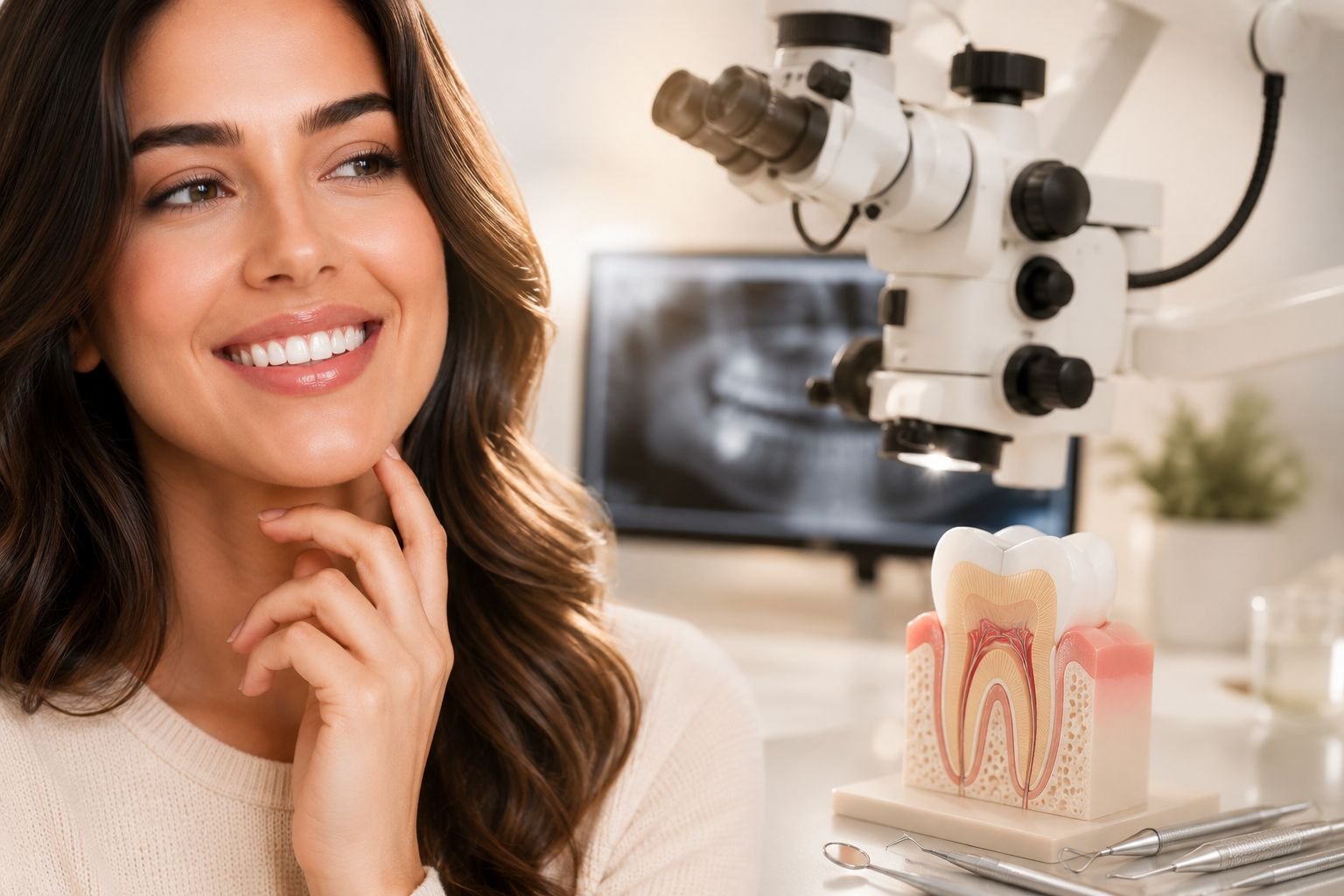 Endodontia com microscópio em Ji-Paraná: tratamento de canal realizado com alta precisão para preservar o dente e aumentar a segurança do procedimento.