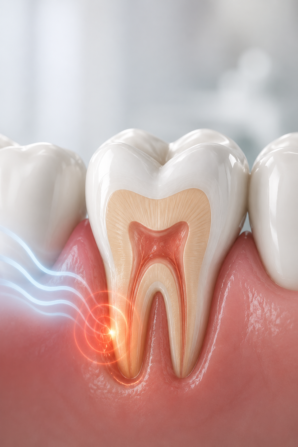 Hipersensibilidade dentária em Ji-Paraná com ilustração de dente sensível e exposição da dentina